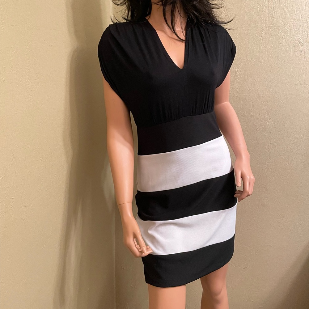 Black and white striped dress. Size Large.